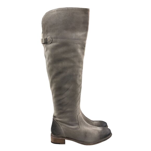 Diba True Women's Size 7 Rainy Nights Grey Suede Partial Side Zip Tall OTK Boots - Picture 1 of 14